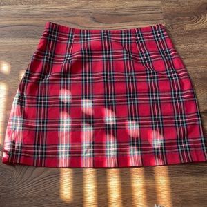 Red plaid skirt; size small